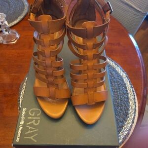 Saks Fifth Avenue Tan Strappy Sandals